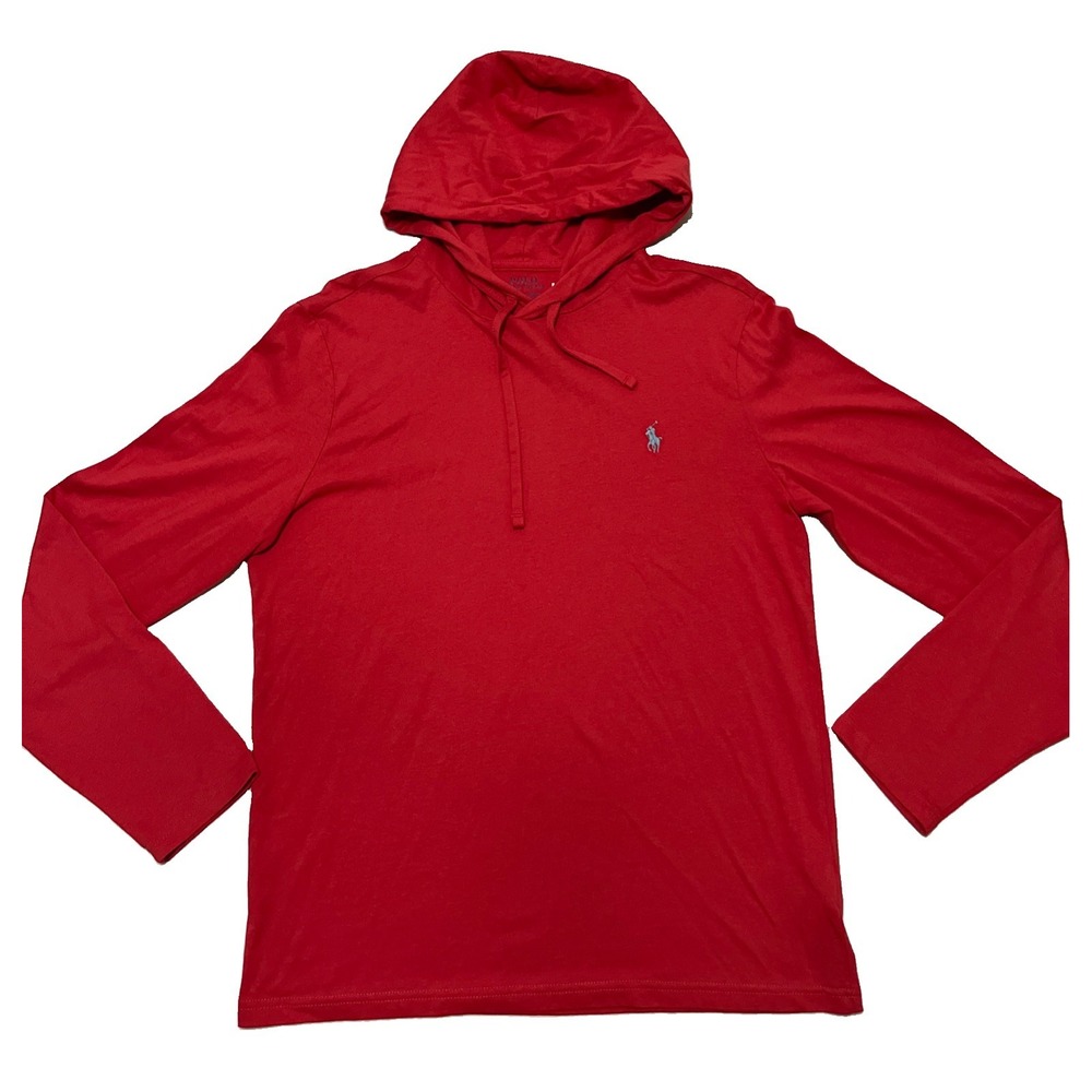 Polo Ralph Lauren Knit Hooded T-Shirt Men's Small S Long Sleeve Heather Red